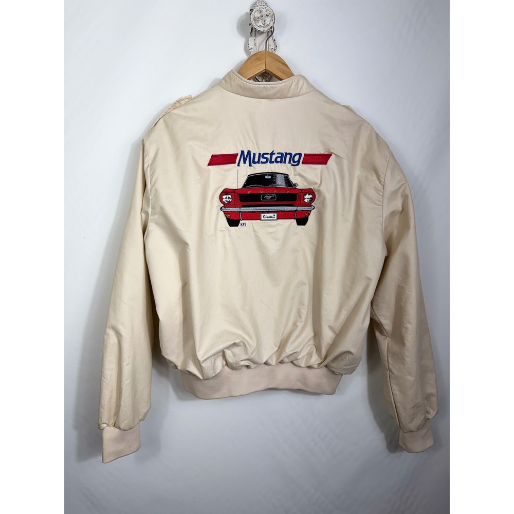 Avanti Bomber Jacket Large Cream Ford Mustang Vintage Racing Harrington USA